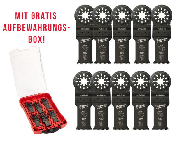 10er Pack + Multitool Zubehörbox Multitool Starlock Bi-Metall Tauchsägeblatt Multimaterial, Metall 2