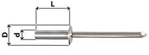 Becher-Dichtniet N07 Alu / Inox, Ø 4,8 mm, diverse Längen