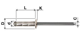 Blindnieten MULTIFAR N08 Alu / Stahl, Ø 4,0 mm, diverse Längen