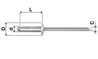 Blindnieten N01 Alu / Alu, Ø 3,2 mm, diverse Längen