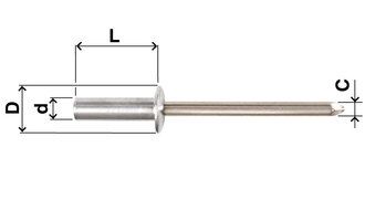 Becher Dichtniet N07 Alu / Inox, Ø 4,0 mm, diverse Längen