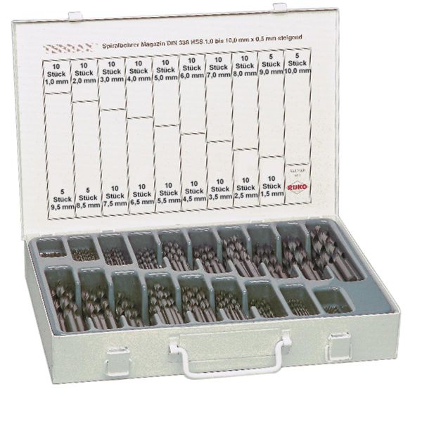 RUKO-TERRAX HSS-R-Spiralbohrersatz gerollt, 1-10mm, VPE Satz 170 Stück