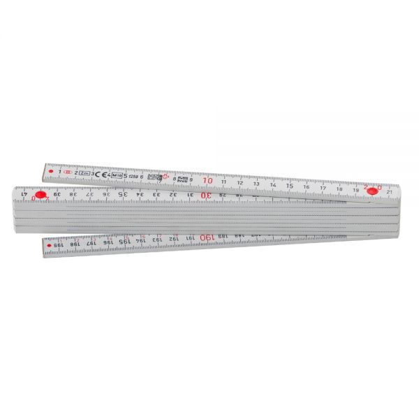 2-m Gliedermeter LONGLIFE plus, Metallende / Farbe: weiss