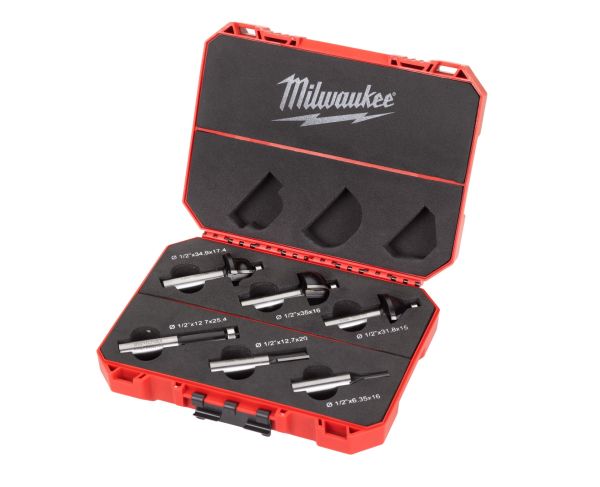 HM-Fräsersatz für Oberfräsen 12 mm Schaft - 6-teilig / Milwaukee # 4932493578 / EAN: 4058546484491