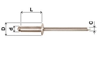 Blindnieten N05 Inox / Inox, Ø 4,8 mm, diverse Längen