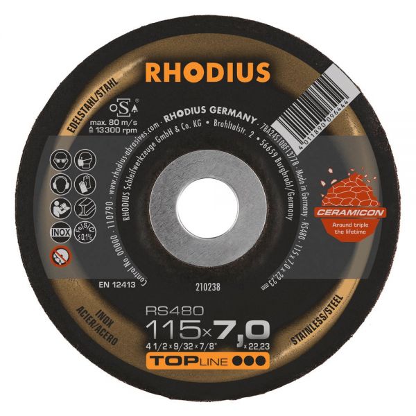 RHODIUS Schruppscheibe RS480 CERAMICON, diverse Ausführungen