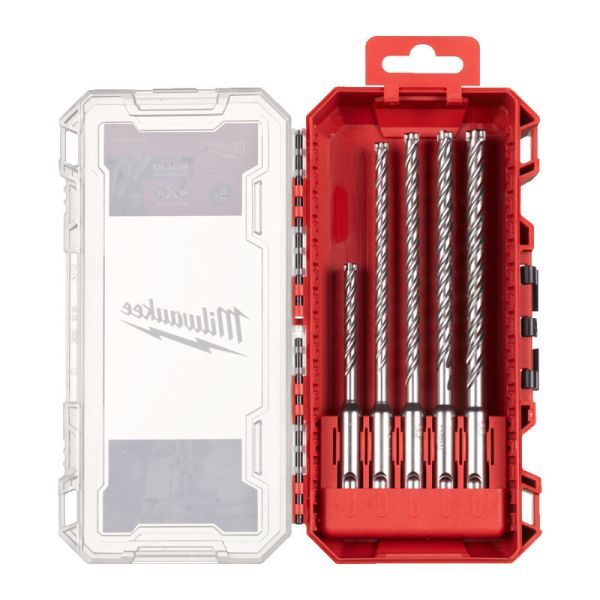 Milwaukee SDS-PLUS MX4™ Hammerbohrer, 5-teiliges Set #2 (Ø5,5 x115mm,Ø5,5/6/7/8x165mm)
