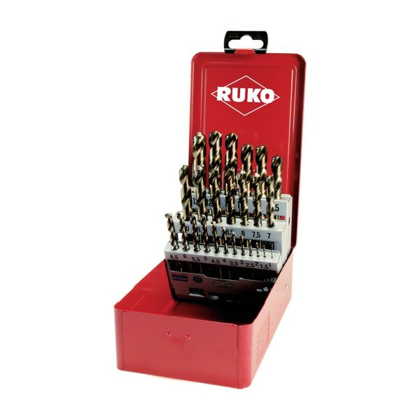 RUKO Spiralbohrersatz DIN 338 HSS-Co, 25tlg. In Metall-Kassette