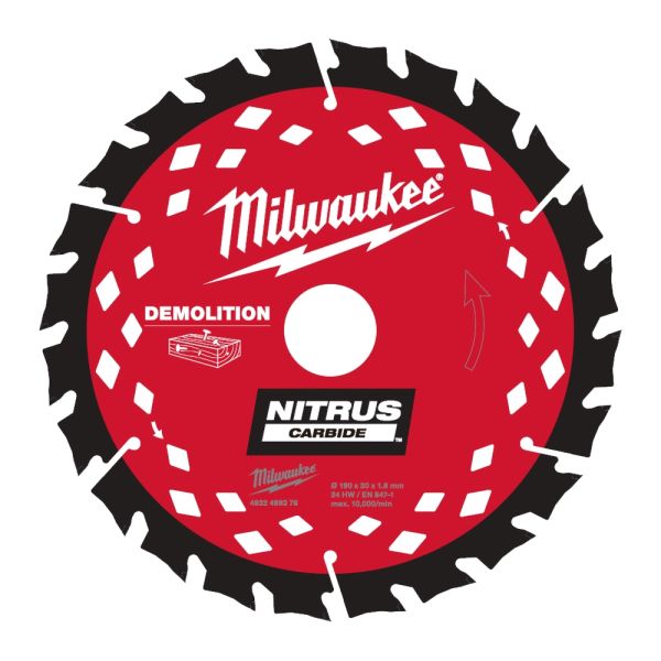 Kreissägeblatt Nitrus Holz für Handkreissägen 190/30 mm Z24 Wechselzahn 1,8 mm Blattstärke / Milwauk