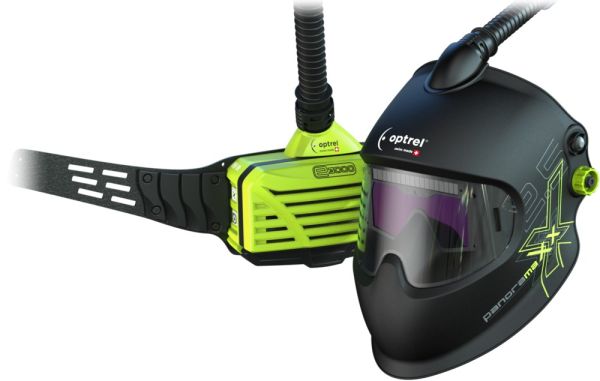 OPTREL RTW e3000 Gebläseatemschutz green 10h & panoramaxx Helm Frischluft - black