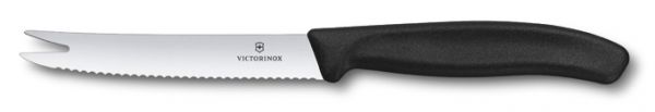 VICTORINOX 6.7863 - Swiss Classic Käse- und Wurstmesser mit Gabelspitze 11 cm schwarz