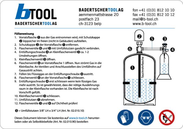 Selbstklebefolie A4 Merkblatt Propangas abfüllen