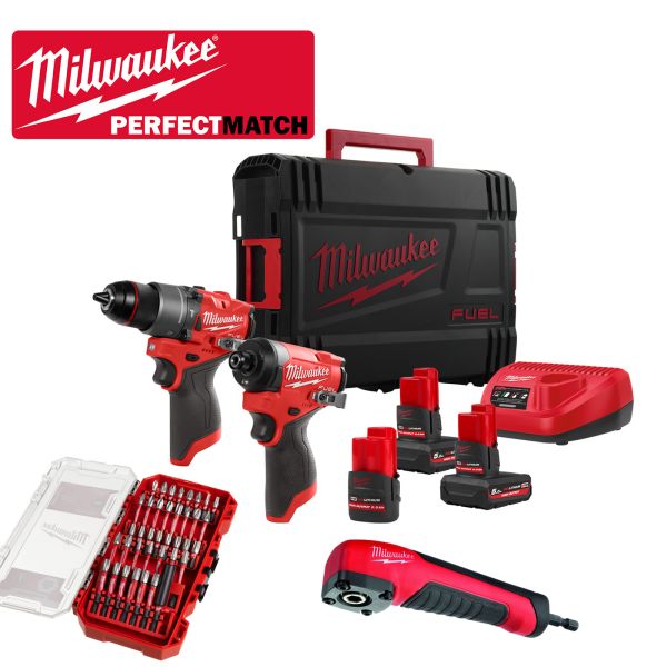 M12FPP2A2-523X + SHOCKWAVE™ SET 38 TLG. + Winkelschraubvorsatz PerfectMatch RAA / Milwaukee # 493349